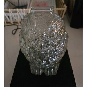 VINTAGE 6" WISE OLD OWL GLASS COIN BANK-EUC!! Very Classic And‎ Charming.